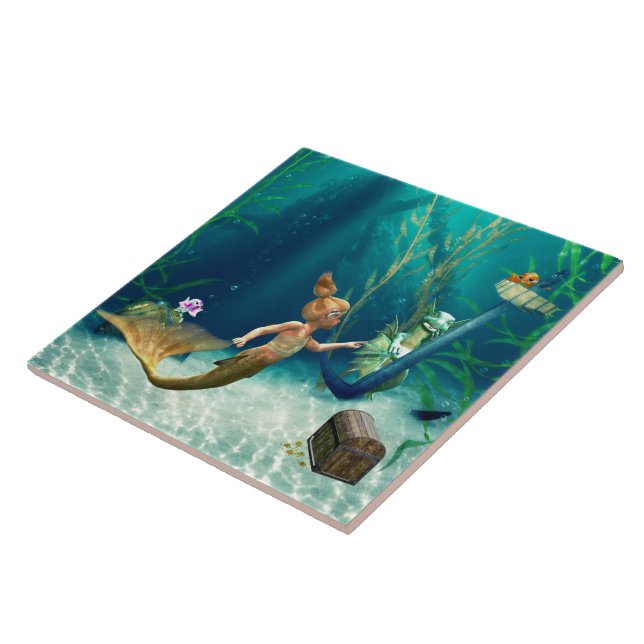 Liten Sjöjungfru 2-bricka Kakelplatta (Sidan)