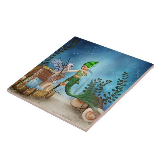 Liten Sjöjungfru 4-bricka Kakelplatta (Sidan)