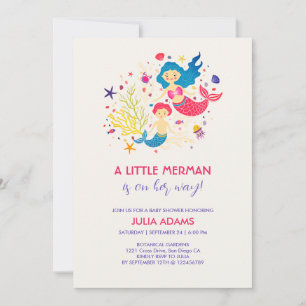 Liten sjöjungfru havsbris baby shower inbjudan