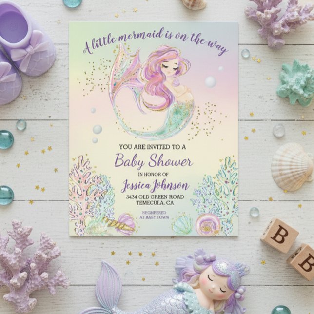 Liten sjöjungfru Watercolor Baby Shower Budget (Skapare uppladdad)