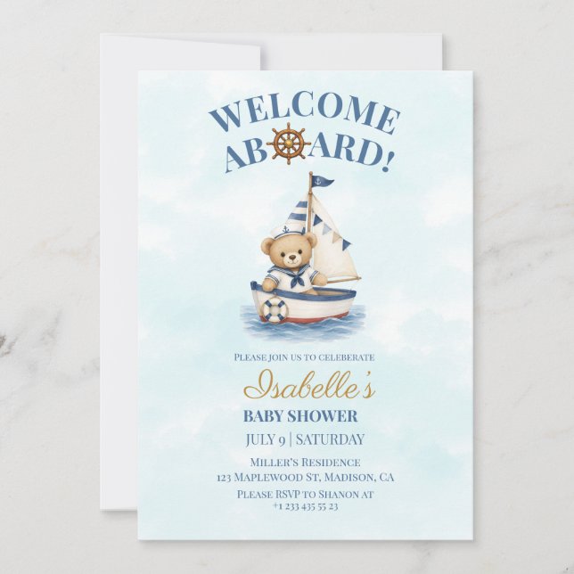 Liten Sjöman Bebis Babyshower Inbjudan (Framsida)