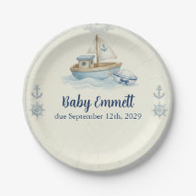 Liten Sjöman Ombord Blå Bebis Babyshower