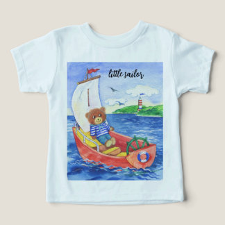 liten sjöman, teddybjörn i en båt t shirt