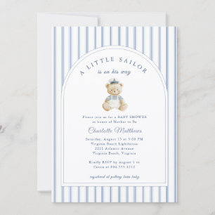 Liten sjömanbjörn kustnära baby shower-inbjudan inbjudningar