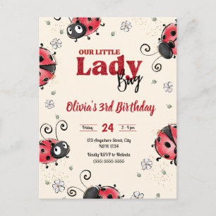 liten skalbagge Lady bug födelsedagsinbjudan Vykort