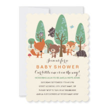 Liten Skogs Vänners Baby Shower Inbjudan
