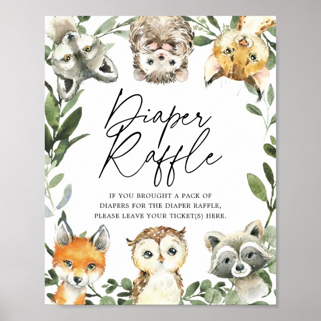 Liten skogskuvel Diaper Raffle Sign Poster (Framsidan)