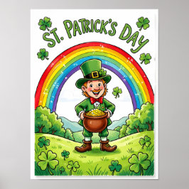 Liten Skogstomte St. Patricks Dag Shamrock Poster