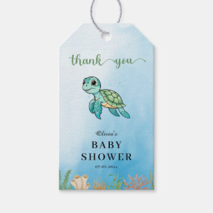 Liten sköldpadda under havet Baby Shower Presentetikett