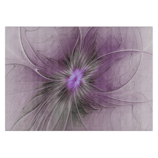 Liten skönhet Modern Mauve Grå Fraktal Konst Blomm (Framsidan)