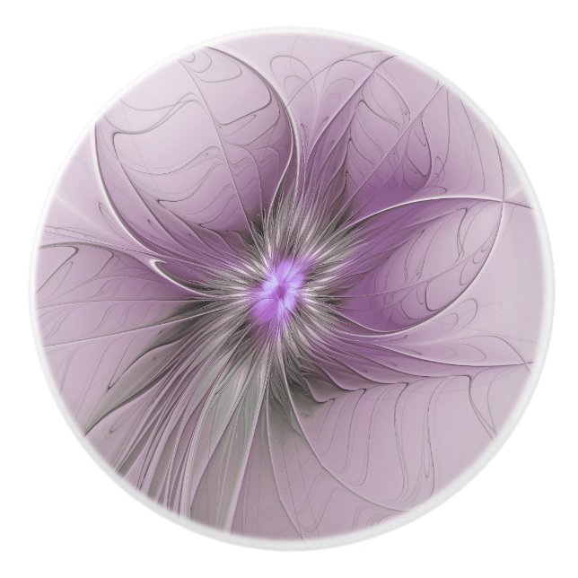 Liten skönhet Modern Mauve Grå Fraktal Konst Blomm Knopp (Framsidan)