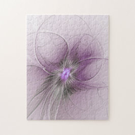 Liten skönhet Modern Mauve Grå Fraktal Konst Blomm Pussel