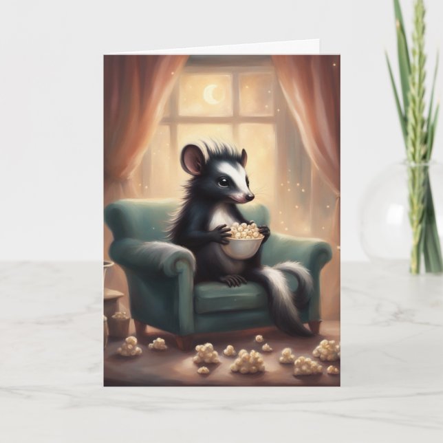 Liten skunk födelsedagskort kort (Framsida)