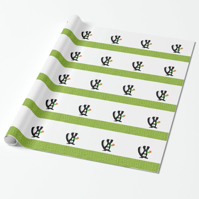 Liten skunk med en blomma presentpapper (Utrullad)