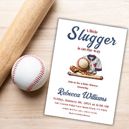 Liten Slugger Blue Boy Sport Baseball Baby Shower Inbjudningar