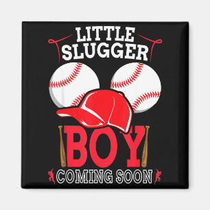 Liten Slugger Pojke Kommer Snart Baby Tillkännagiv Magnet