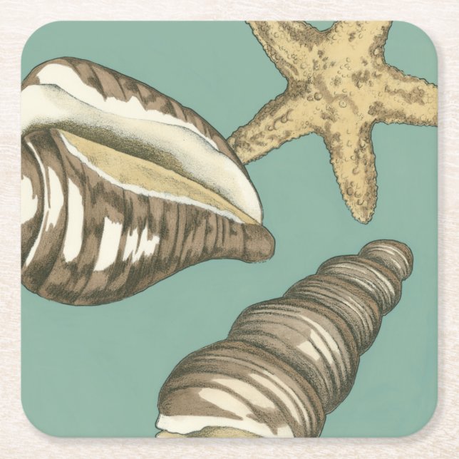 Liten Snäcka trio på Teal Underlägg Papper Kvadrat (Framsidan)