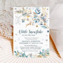 Liten snöflinga Guld Vinter Baby Shower
