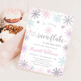 Liten snöflinga vinter baby shower inbjudan