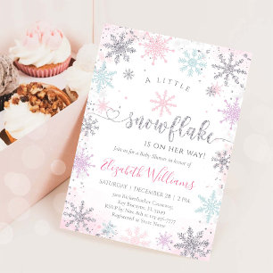 Liten snöflinga vinter baby shower inbjudan