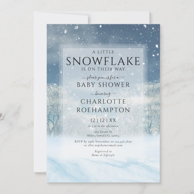Liten Snöflinga Vinter Baby Shower Inbjudningar (Framsida)