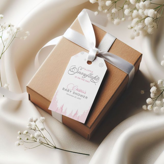 Liten Snöflinga Vinter Baby Shower  Presentetikett (Skapare uppladdad)