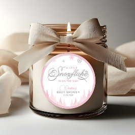 Liten Snöflinga Vinter Baby Shower Runt Klistermärke