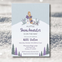 Liten Snowboardare Mountain Baby Shower