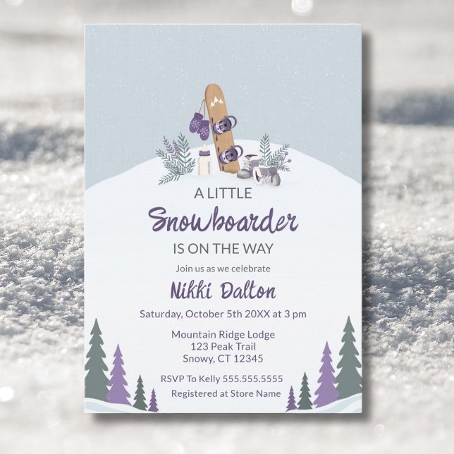 Liten Snowboardare Mountain Baby Shower Inbjudningar (Skapare uppladdad)