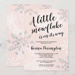 Liten snowflake silver rosa-manusdusch inbjudningar