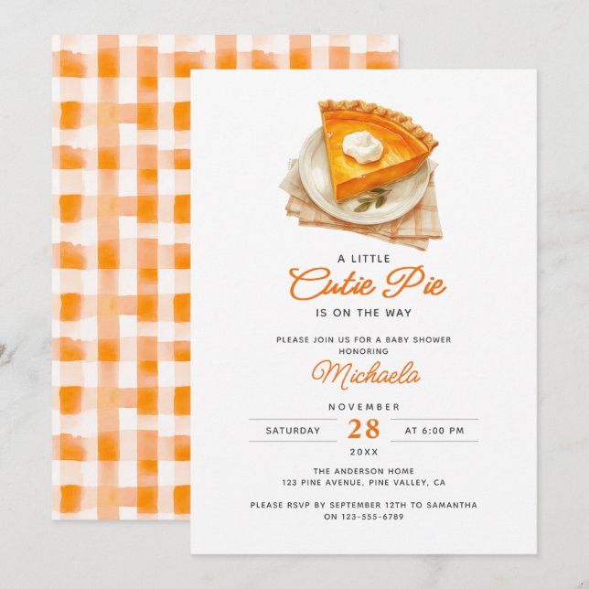 Liten sockerkaka Rustik akvarell baby shower Inbjudningar (Fram/baksida)