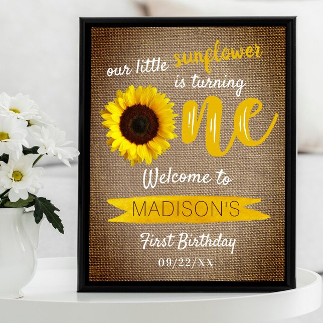 Liten solros 1-års välkomstskylt poster (Skapare uppladdad)