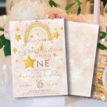 Liten solsken Boho regnbåge guld stjärnfödelsedag