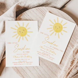 Liten solsken minimalistisk 1-årsdag inbjudningar