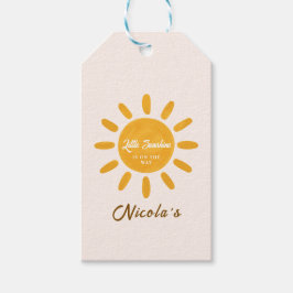 Liten solsken Solig baby shower Presentetikett