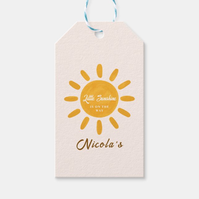 Liten solsken Solig baby shower  Presentetikett (Framsidan)