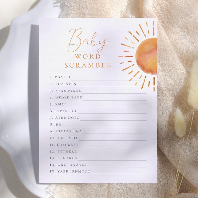 Liten solstråle baby ordsallad spel inbjudningar (Skapare uppladdad)