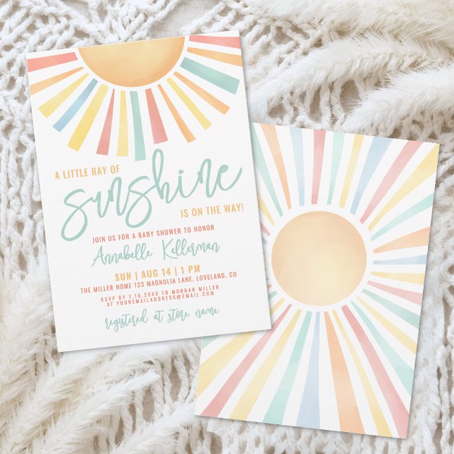 Liten solstråle Baby Shower Inbjudningar (Little Ray Of Sunshine Baby Shower Invitation)