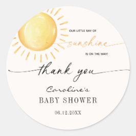 Liten solstråle Baby Shower Klassisk rund S Runt Klistermärke