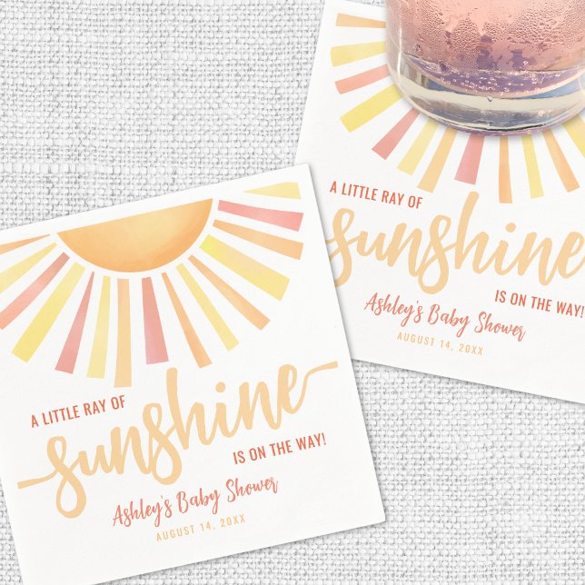 Liten solstråle Baby Shower Pappersservett (Little Ray Of Sunshine Baby Shower Napkins )