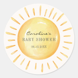 Liten solstråle baby shower runt klistermärke