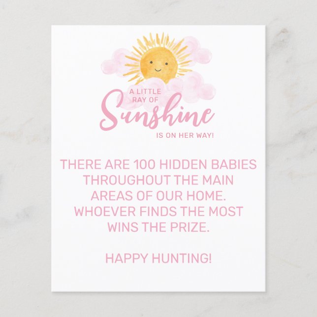 Liten solstråle Baby Shower-spel  (Framsida)