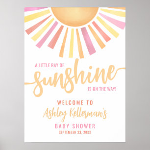 Liten solstråle Baby Shower Välkomstskylt Poster