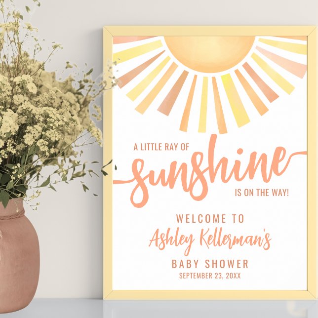Liten solstråle Baby Shower Välkomstskylt Poster (Little Ray Of Sunshine Baby Shower Welcome Sign )
