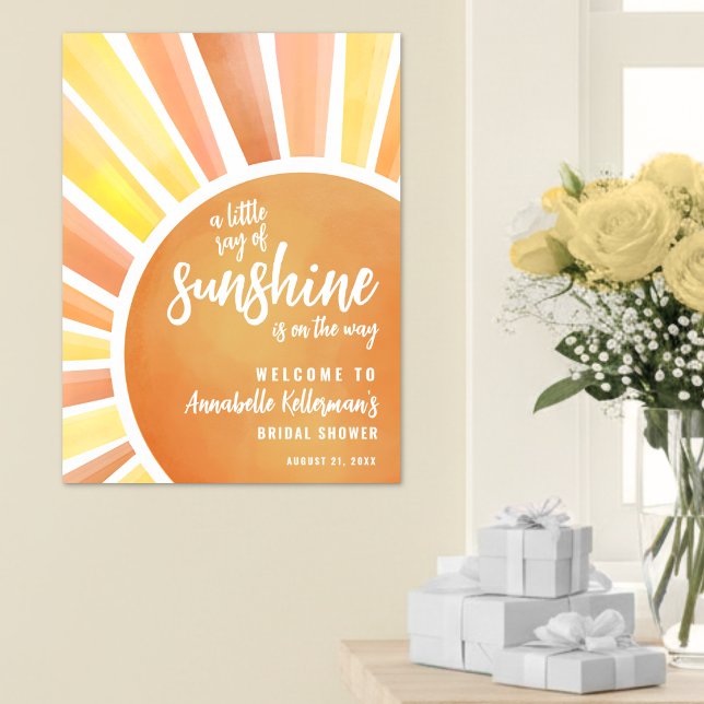 Liten solstråle Baby Shower Välkomstskylt Poster (Little Ray Of Sunshine Baby Shower Welcome Sign )