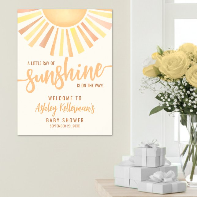 Liten solstråle Baby Shower Välkomstskylt Poster (Little Ray Of Sunshine Baby Shower Welcome Sign )