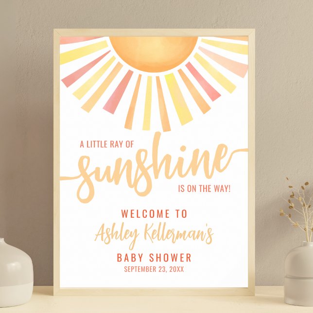 Liten solstråle Baby Shower Välkomstskylt Poster (Little Ray Of Sunshine Baby Shower Welcome Sign)