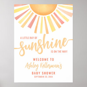 Liten solstråle Baby Shower Välkomstskylt Poster