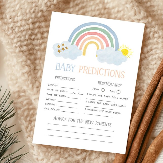 Liten solstråle Bebis Förutsägelse Lek (Rainbow Baby Shower Baby Predictions Game)