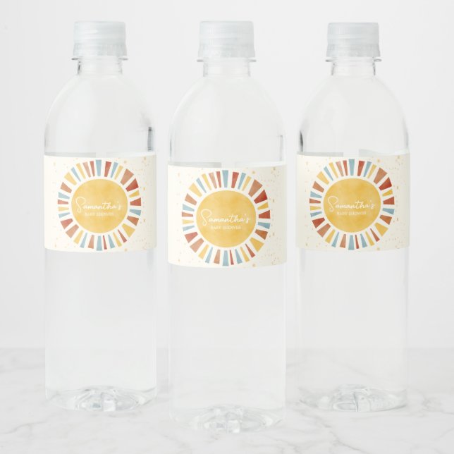 Liten solstråle Boho Baby Shower Vattenflaskor Etikett (Flaskor)